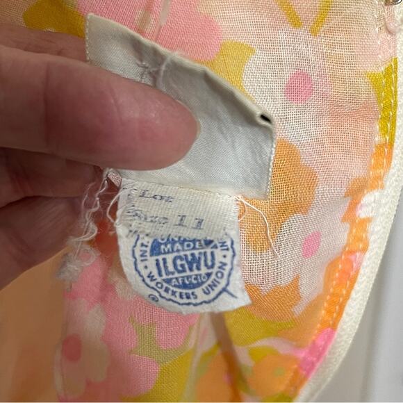 Vintage60s Mod Flower Child Long Sleeve Pleated Mini Dress Rare Size 6/8 - Picture 9 of 12